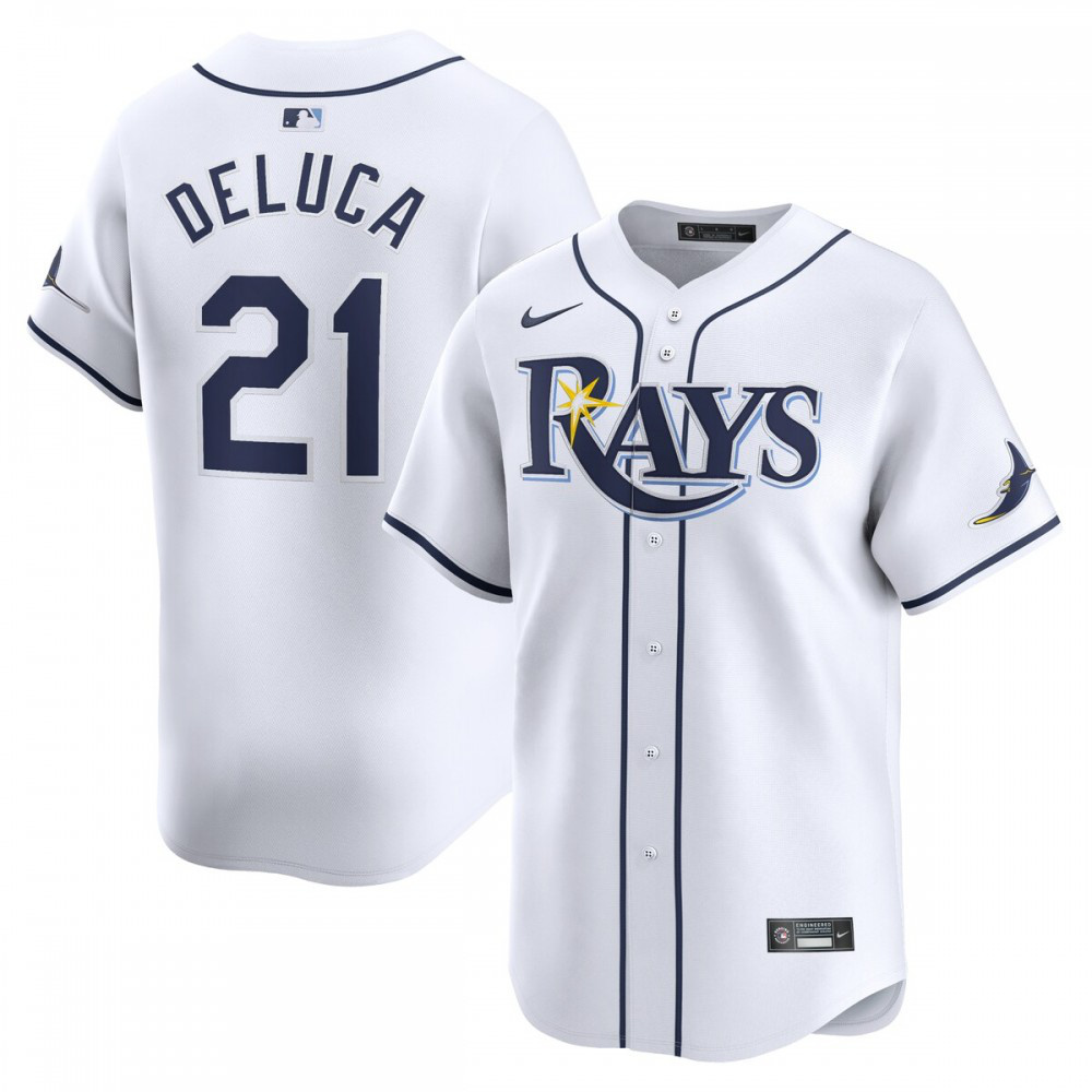 Jonny DeLuca Tampa Bay Rays Home Limited Player Jersey - White-Pro Kit Vault | Brand New 26/27 Sports Jerseys